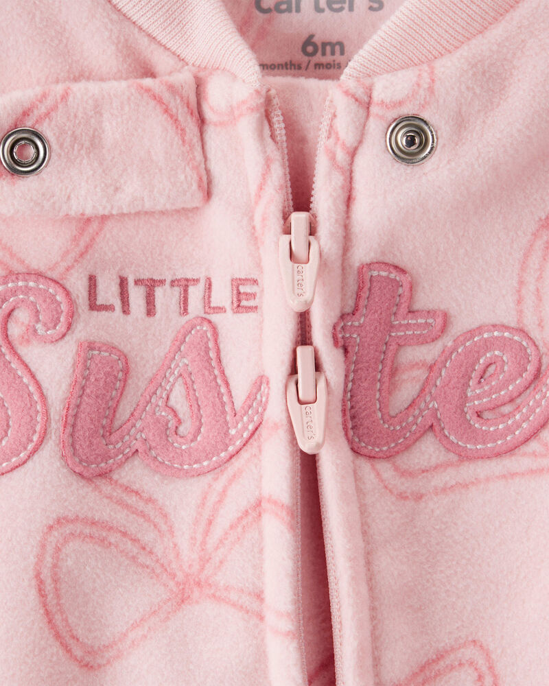 Baby Girl Bow Print Loose Fit Long-Sleeve Sleep & Play - Pink, image 3 of 4 slides