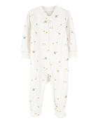 Baby Mini Bird Print 2-Way Zip Cotton Sleep & Play Pajamas, image 1 of 3 slides