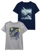 Kid 2-Pack Dinosaur & Anglerfish Graphic Tees, image 1 of 5 slides