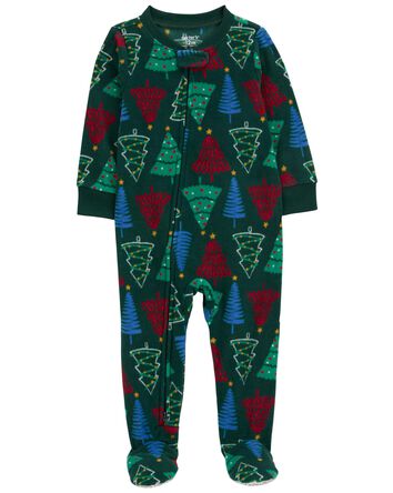 Toddler 1-Piece  Christmas Tree Fleece Footie Pajamas
, 