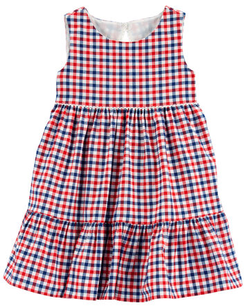 Toddler Plaid Tiered Dress , 