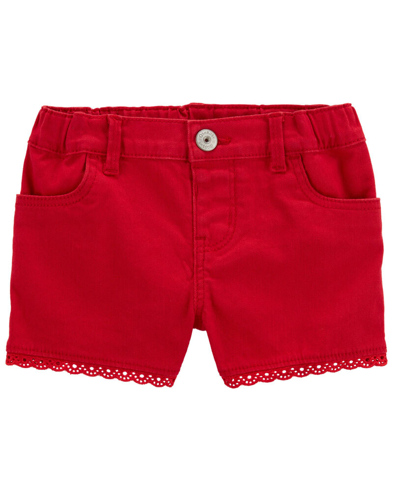 Toddler Eyelet Trim Denim Shorts, image 1 of 3 slides