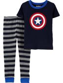 Blue - Toddler 2-Piece Captain America 100% Snug Fit Cotton Pajamas