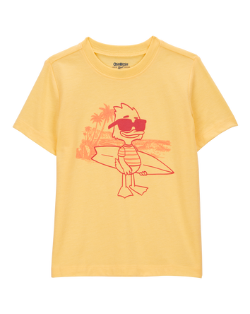 Toddler Cali Sun Surfing Duck Short-Sleeve Graphic Tee - Yellow, 