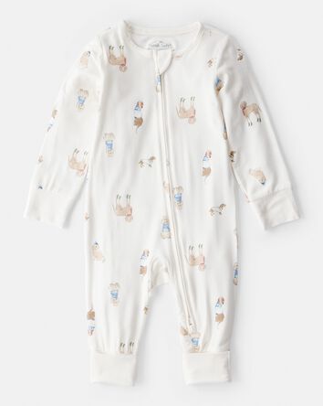 Baby Dog Print PurelySoft Snug Fit Sleep & Play Pajamas - White, 