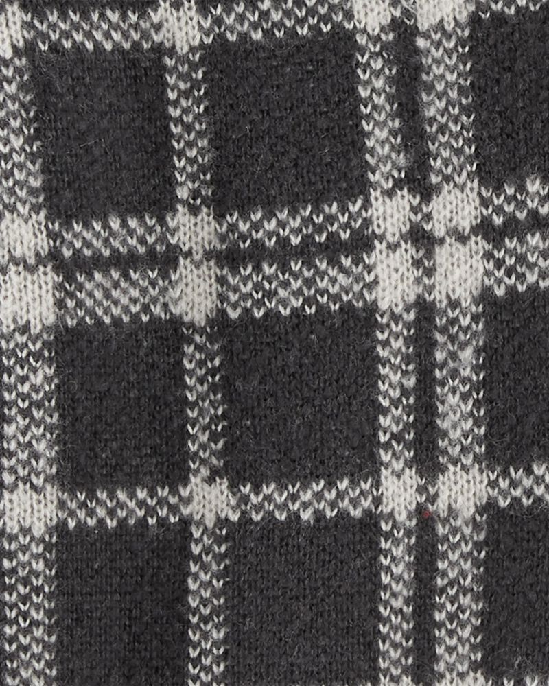 Kid Plaid Button-Front Sweater Knit Cardigan, image 2 of 3 slides