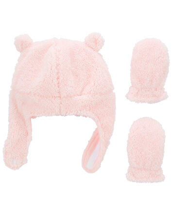 Baby 2-Pack Sherpa Hat & Mitten Set, 