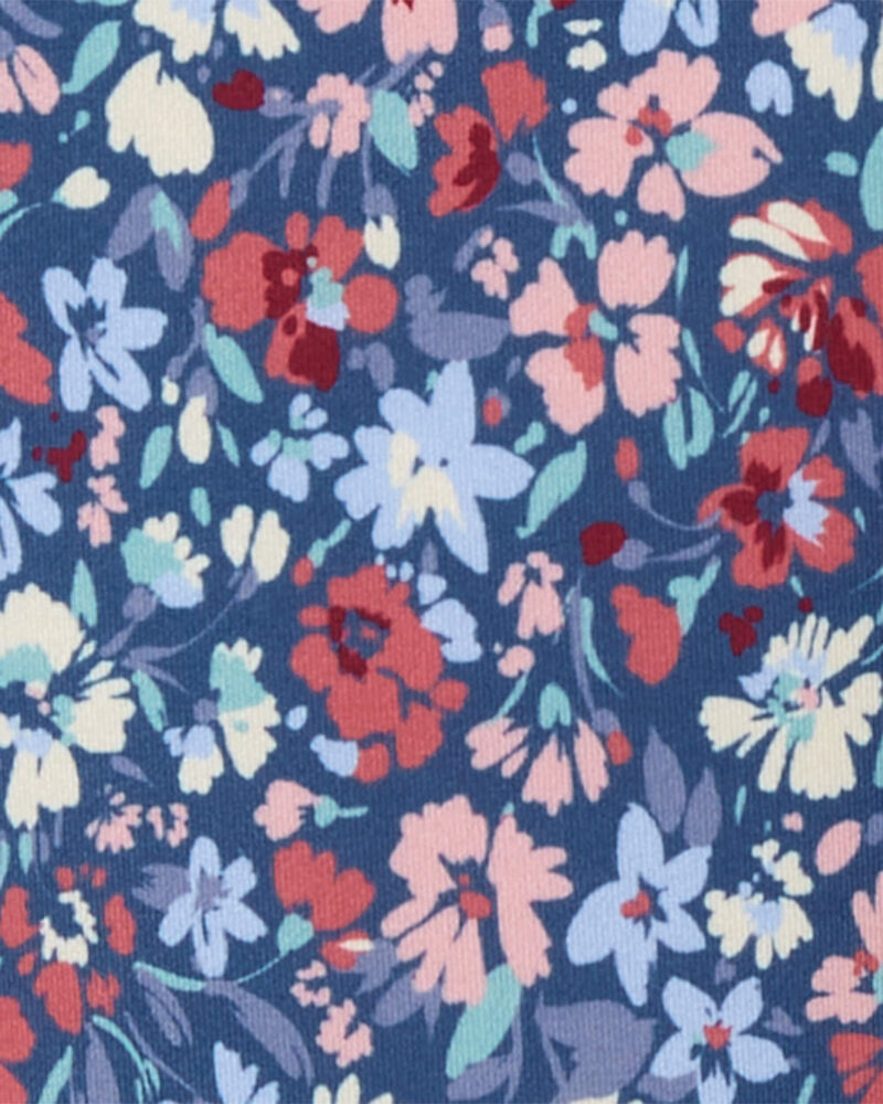 Kid Floral Print Active Leggings in BeCool™ Fabric - Purple, image 3 of 4 slides