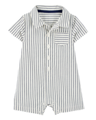 Baby Striped Polo Romper, image 1 of 3 slides