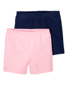 Kid 2-Pack Pink/Navy Bike Shorts, image 1 of 3 slides