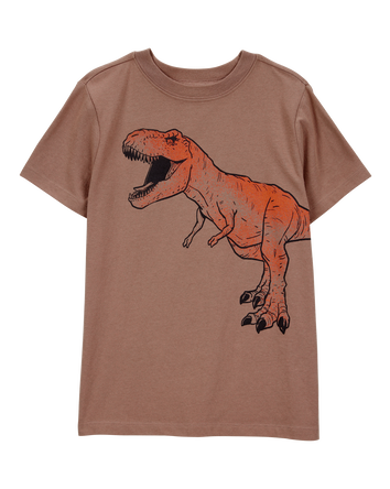 Kid Dinosaur Short-Sleeve Graphic Tee- Brown, 