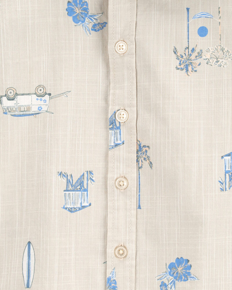Toddler Seaside Print Button-Front Chambray Shirt, image 2 of 2 slides