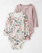 Baby 2-Pack Organic Cotton Rib Bodysuits in Botanical Butterfly and Stripes
, image 1 of 5 slides