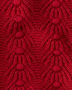 Toddler Organic Cotton Cable Knit Sweater in Red, image 3 of 5 slides