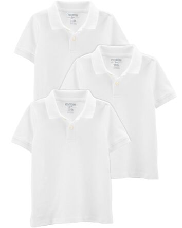 Toddler 3-Pack Pique Cotton Uniform Polos, 