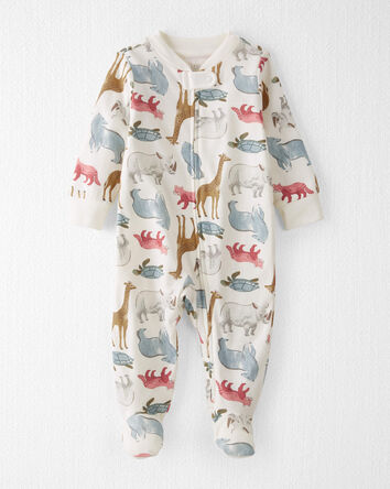 Baby Organic Cotton Sleep & Play Pajamas in Wildlife Animals, 