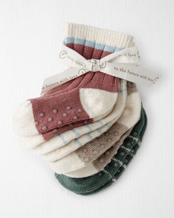 Baby Girl 4-Pack No-Slip Socks Made with Organic Cotton, 