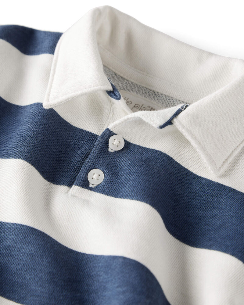 Baby Boy Organic Cotton Henley Top in Stripes, image 2 of 5 slides