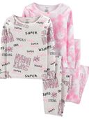 Pink - Kid 4-Piece Tie-Dye 100% Snug Fit Cotton Pajamas