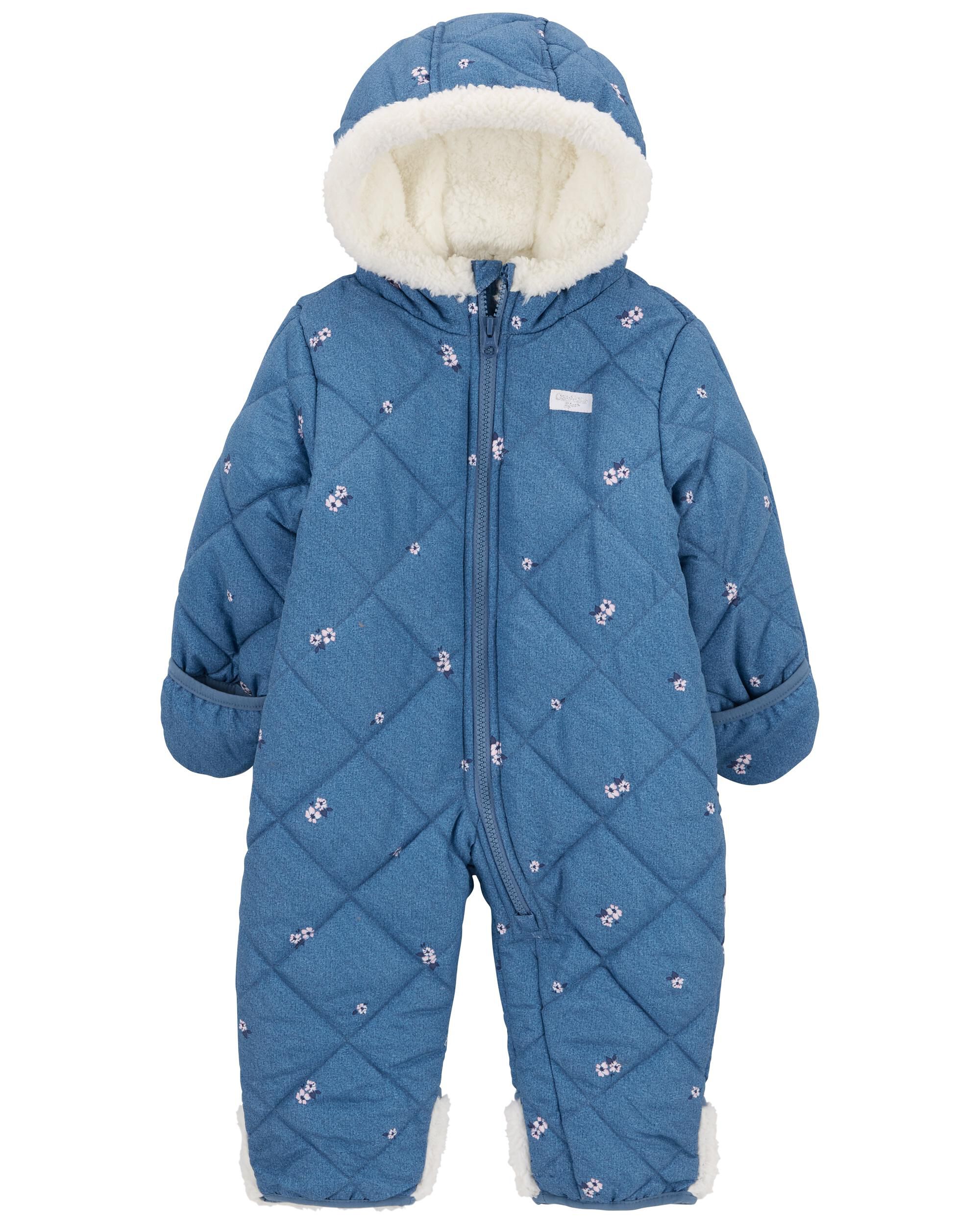Baby Floral Print Sherpa Lined Snowsuit