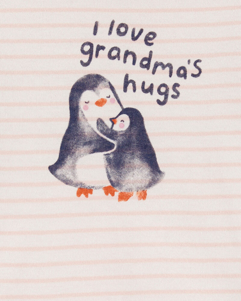 Baby Penguin Grandma's Hugs Long-Sleeve Bodysuit, image 2 of 3 slides