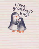 Baby Penguin Grandma's Hugs Long-Sleeve Bodysuit, image 2 of 3 slides