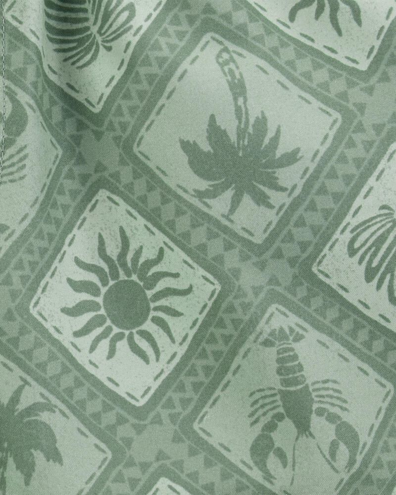 Toddler Geometric Swim Trunks - Green, image 3 of 4 slides