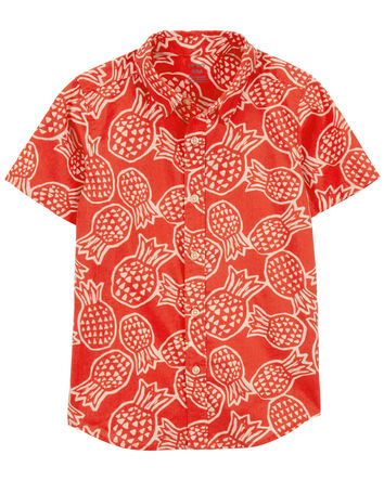 Kid Pineapple Button-Down Shirt, 
