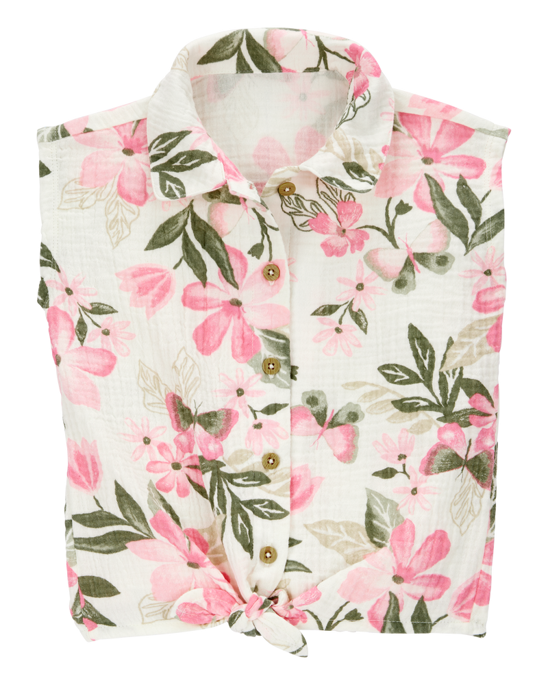 Toddler Floral Sleeveless Fashion Top - Ivory, image 1 of 3 slides