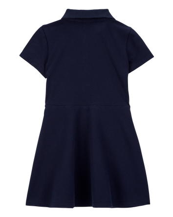 Toddler Pique Short-Sleeve Uniform Dress - Navy, 