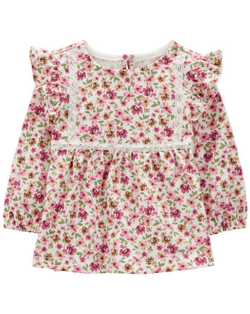 Baby Floral Print Ruffle Top, 