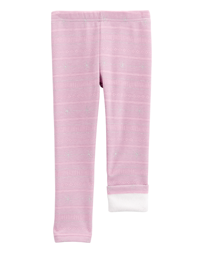Baby Girl Glitter Snowflake Cozy Fleece Leggings, image 3 of 5 slides