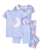 Toddler 4-Piece Moon & Stars 100% Snug Fit Cotton Pajamas - Purple, image 1 of 4 slides
