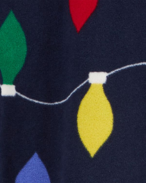 Navy Baby 1Piece Christmas Lights Fleece Footie Pajamas