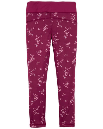 Kid Floral Print Active Leggings In BeCool™ Fabric, 