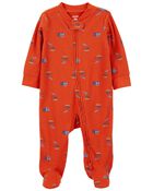 Baby Construction 2-Way Zip Cotton Blend Sleep & Play Pajamas, image 1 of 5 slides