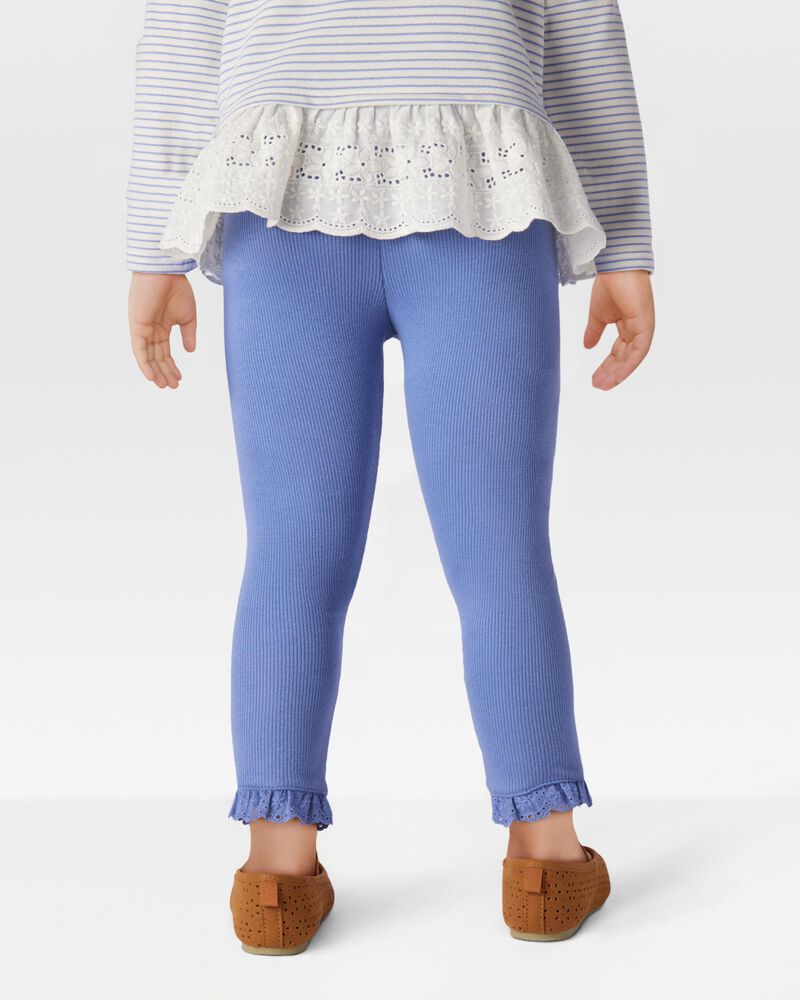 Kid 2-Piece French Terry Eyelet Hoodie & Ribbed Pants Set, image 9 of 9 slides