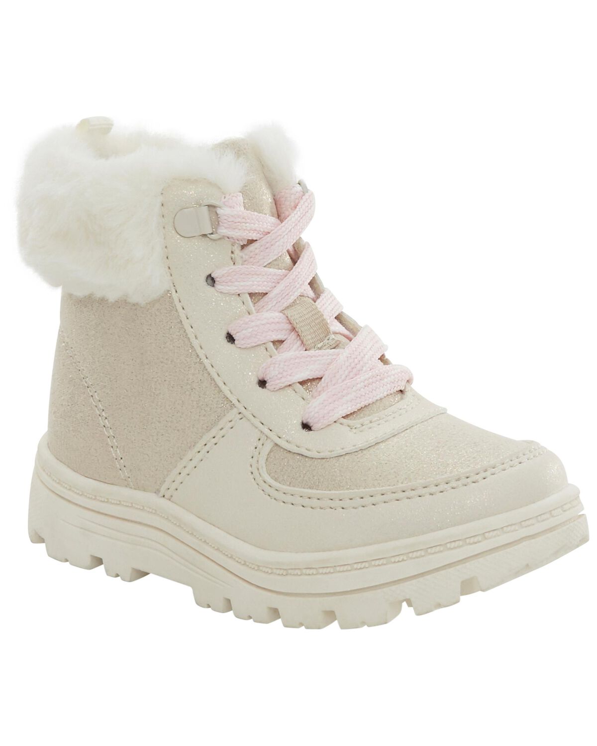 Khaki Toddler Faux Fur Hiking Boots
