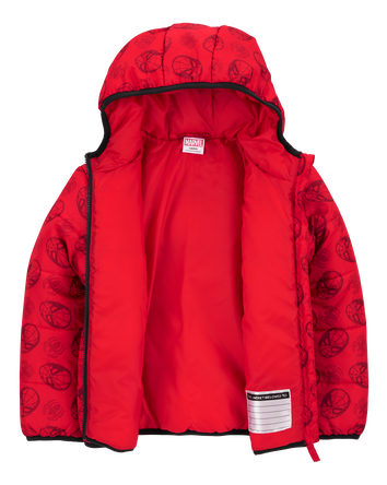 Kid Spider-Man Puffer Jacket - Red, 