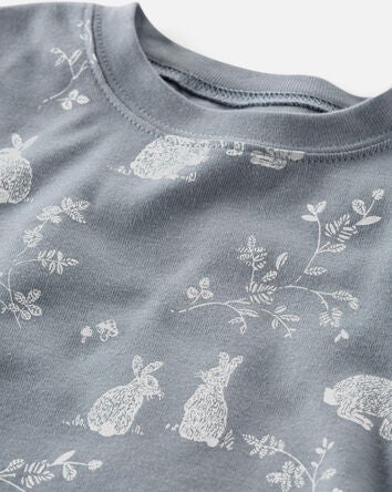 Toddler Bunny Print Easter Organic Cotton 2-Piece Pajamas, 