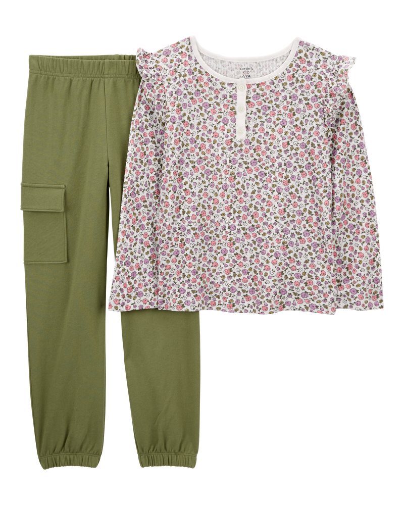Kid 2-Piece Floral Top & Pant Set, image 1 of 3 slides