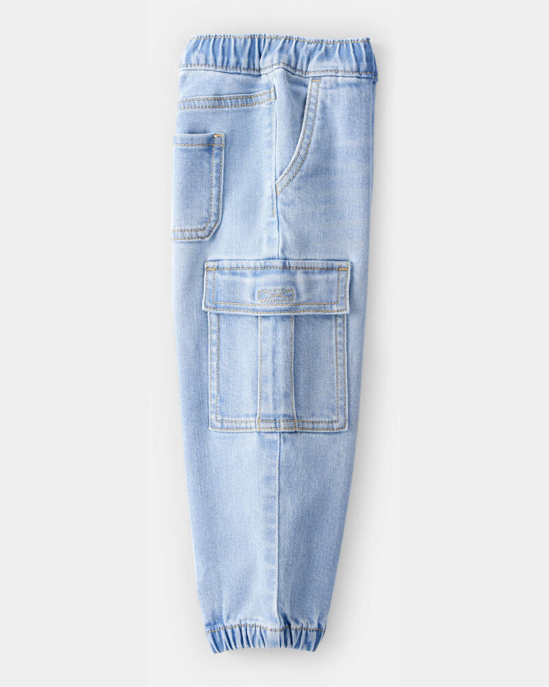 Toddler Boy Mid-Rise Denim Cargo Joggers - Blue, image 3 of 5 slides