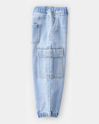 Toddler Boy Mid-Rise Denim Cargo Joggers - Blue, image 3 of 5 slides