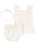 Baby 3-Piece Lace Diaper Cover Set, image 1 of 2 slides