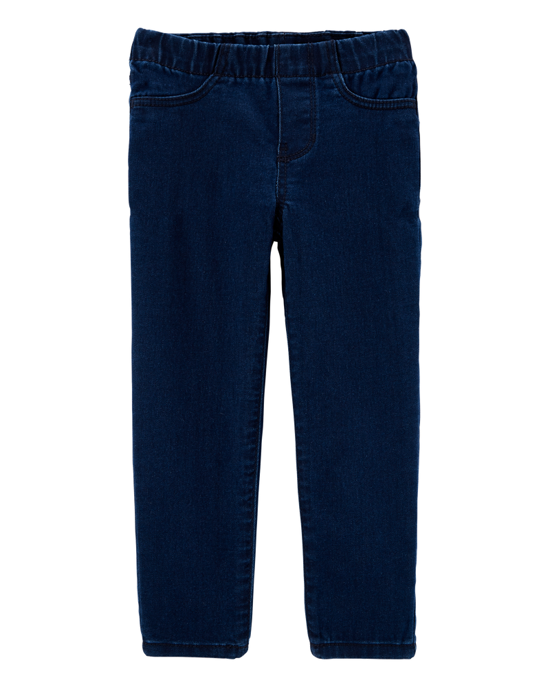 Baby Dark Wash Elastic-Waist Jeggings, image 1 of 4 slides