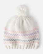 Toddler Girl Winter Hat - White, image 1 of 3 slides