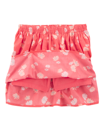 Kid 2-Piece Ribbed Tank & Floral Skort Set - Orange, 