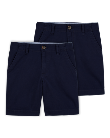 Boys 2-Pack Stretch Chino Uniform Shorts - Navy, 