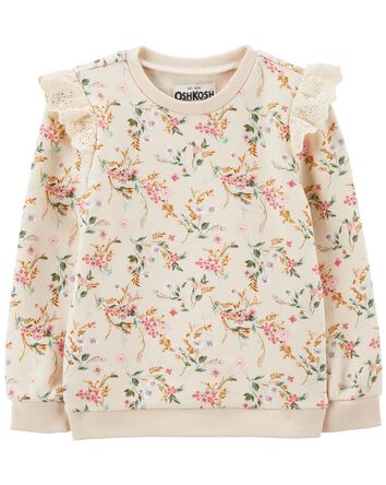 Baby Vintage Floral Print Lace Pullover, 