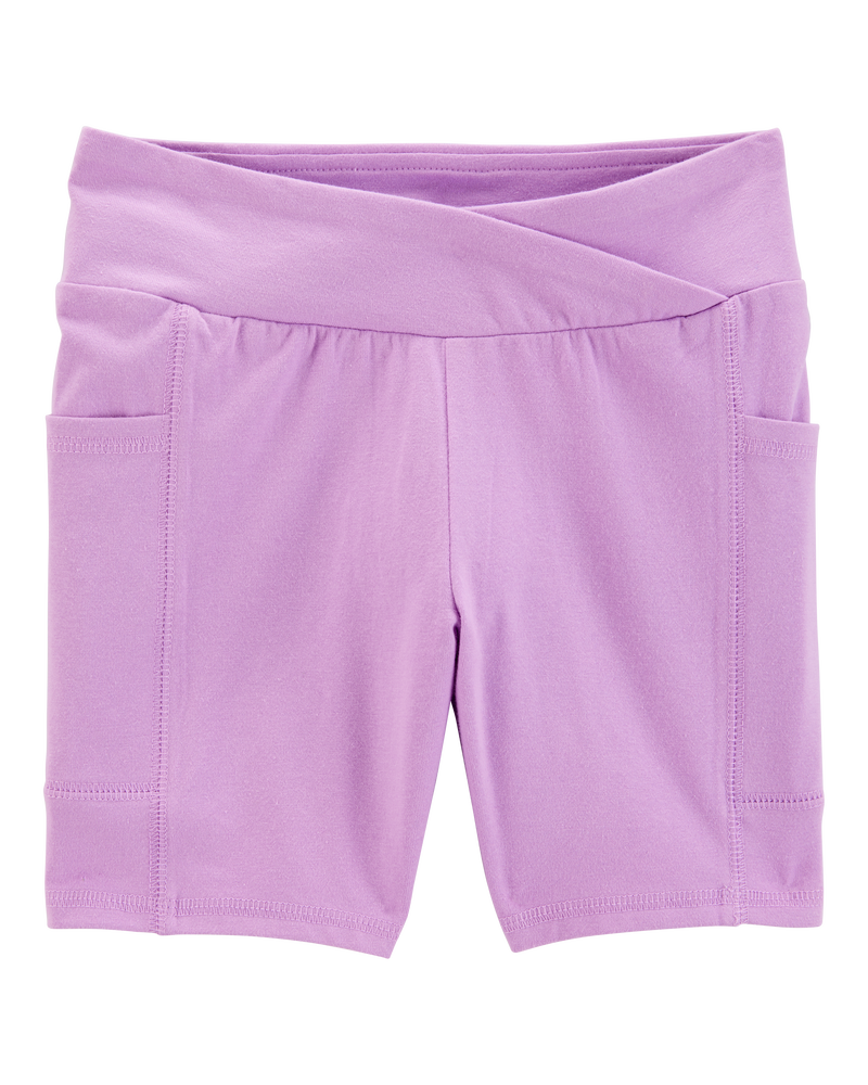 Kid High-Rise Bike Shorts - Purple, image 1 of 5 slides